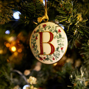 Festive Wreath Illustrated Letter "B" Enamal Decoration - Collectors Item