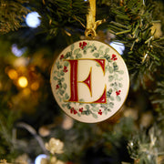 Festive Wreath Illustrated Letter "E" Enamal Decoration - Collectors Item
