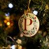 Festive Wreath Illustrated Letter "P" Enamal Decoration - Collectors Item