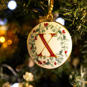 Festive Wreath Illustrated Letter "X" Enamal Decoration - Collectors Item