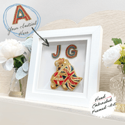 Framed Art, Royal Teddy with personalised crystal letters - Collectors Item