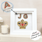 Framed Art, UJ flag with personalised crystal letters - Collectors Item