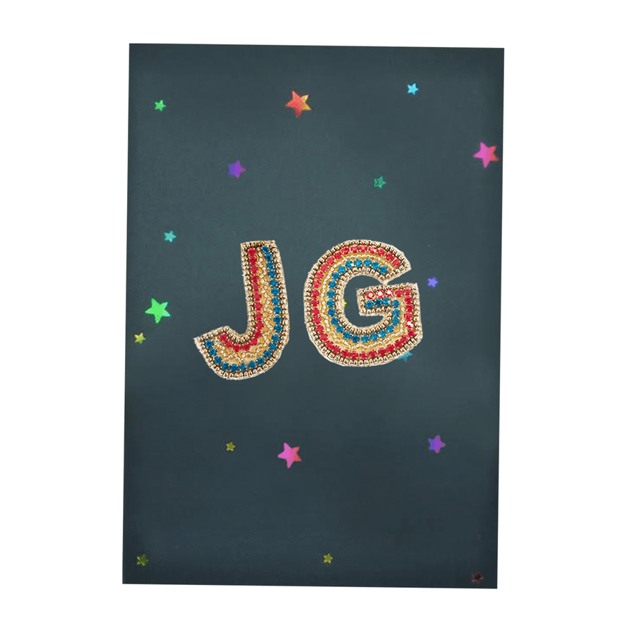 Personalised notebook with embossed stars and Crystal Letters. - Collectors Item