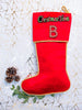Personalised Stockings with One Hand Embroidered Crystal Alphabet Letter and ChristmasTime - Collectors Item