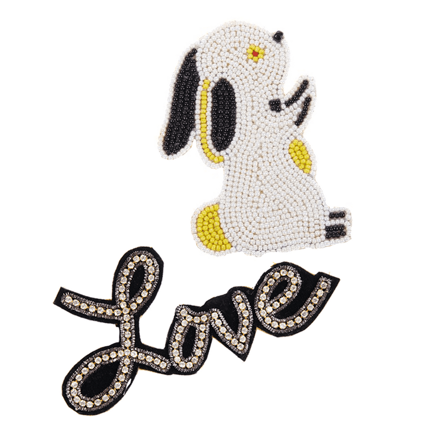 Striker Patches, Beaded Bunny and Crystal Love Handcrafted for you to apply - Collectors Item